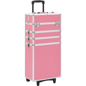 The Living Store Make-up trolley - Houten beautycase - 37x22x78cm - Roze