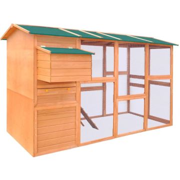 The Living Store Kippenhok met ren - 295 x 163 x 170 cm - Ruim en duurzaam - Nestkast - Eenvoudig te monteren - Weerbestendig - Bruin