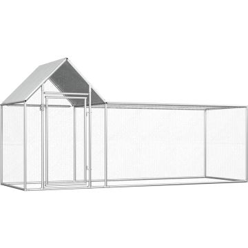 The Living Store Kippenhok - Ruim en praktisch - Stalen verblijf - Waterbestendig dak - 3 x 1 x 1.5 m - Zilver - Gegalvaniseerd staal