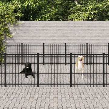 The Living Store Hundehütte Einfach Zusammenbaubar - Stabiler schwarzer Stahl - 679x388x100 cm - Für Sicherheit und Komfort für Ihre Welpen und Hunde
