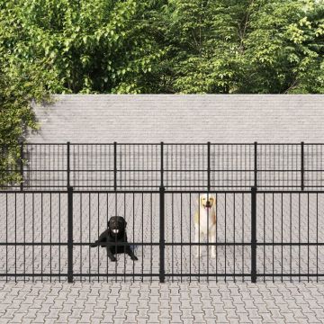 The Living Store Hondenhok - Stalen Hondenkennel - 873x776x100 cm - Zwart