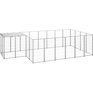 The Living Store Hondenkennel 8-47 m² staal zilverkleurig - Kennel