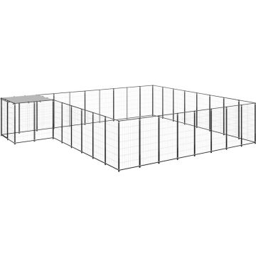 The Living Store Hondenkennel 20-57 m² staal zwart - Kennel