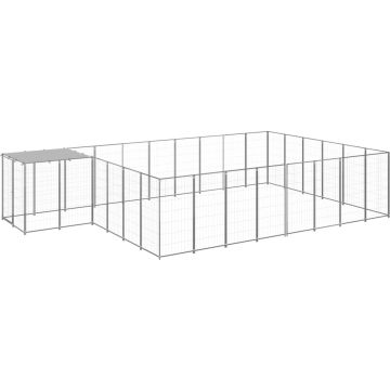 The Living Store Hondenkennel 15-73 m² staal zilverkleurig - Kennel
