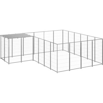 The Living Store Hondenkennel 8-47 m² staal zilverkleurig - Kennel