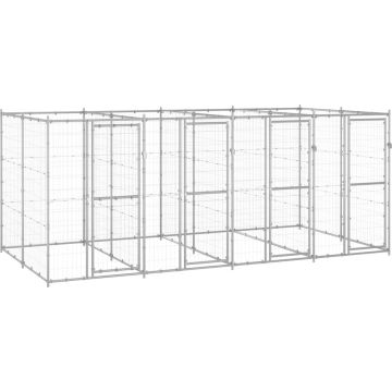 The Living Store Hondenkennel - Gegalvaniseerd Staal - 440 x 220 x 180 cm - Afsluitbaar