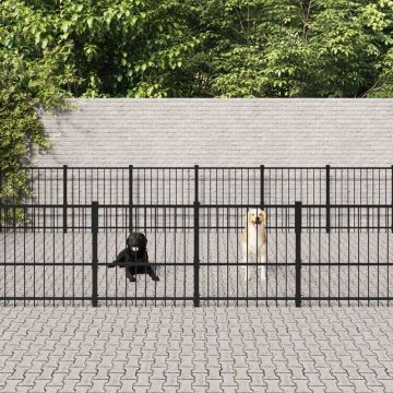 The Living Store Hondenhok Hondenkennel - Zwart - 873 x 485 x 100 cm - Stalen stangen - Gepoedercoat staal