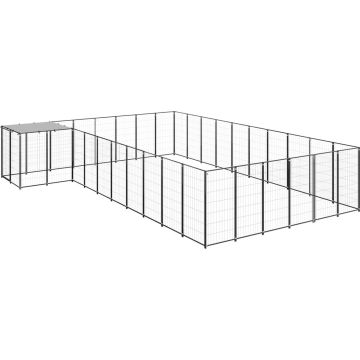 The Living Store Hondenkennel 19-36 m² staal zwart - Kennel