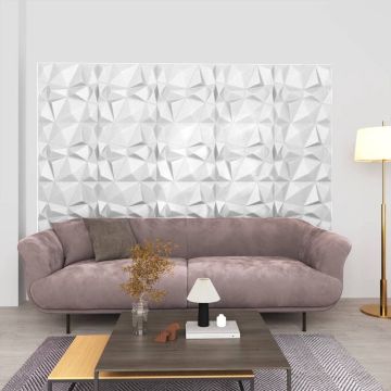 The Living Store 3D-wandpanelen - EPS - 50 x 50 cm - diamantwit - 48 panelen