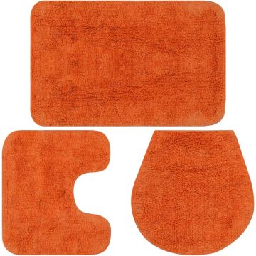 The Living Store Badmattenset - Oranje - 50 x 78 cm / 50 x 50 cm - Anti-statisch en waterabsorberend