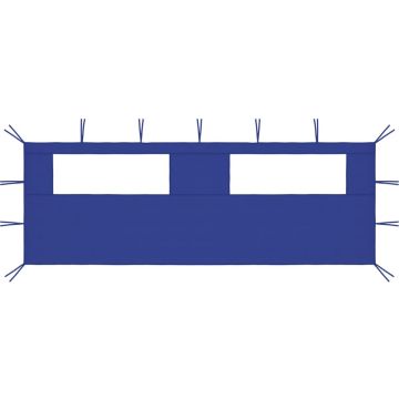 The Living Store zijwand Partytent - 590 x 200 cm - blauw stof PVC raam