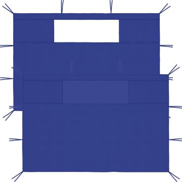 The Living Store Prieelzijwandenset - Stof - Blauw - 435 x 210 cm - Met ramen