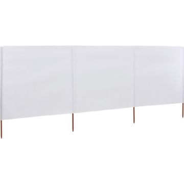 The Living Store Inklapbaar Windscherm - 400 x 120 cm - Duurzaam - Wit - Nonwoven stof en Houten paal