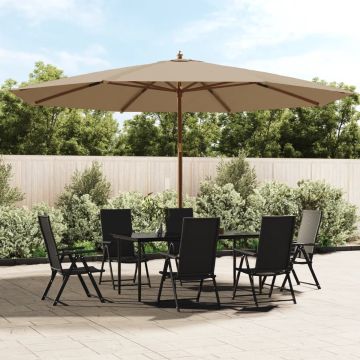 The Living Store Parasol met houten paal 400x273 cm taupe - Parasol