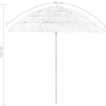 The Living Store Hawaï Parasol - 240 cm - UV-beschermend polyester - Verstelbaar - Wit