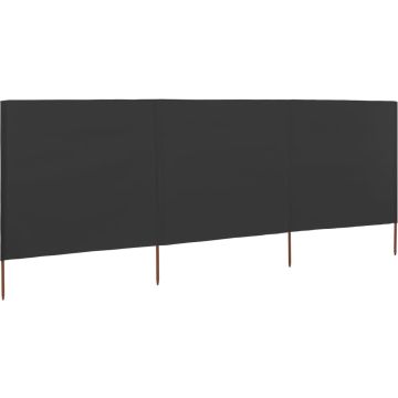 The Living Store Inklapbaar Windscherm - 400 x 120 cm - Vliesstof en Houten Paal