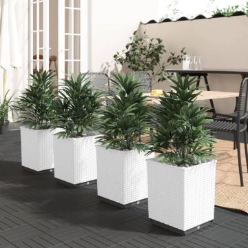 The Living Store Plantenbak - Set van 4 - 30 x 30 x 37 cm - PP - Wit