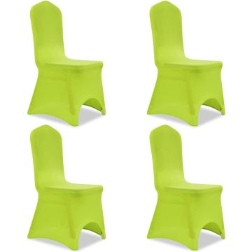 The Living Store Stoelhoes - Stretchstof - 100 cm hoogte - 10% spandex - Set van 4 - Kleur- appeltjesgroen - Geschikt voor diverse stoelen - Stofgewicht- 160 g/m² - Wasbaar op 40 °C - Herbruikbaar - Materiaal- Polyester- 90% - Elasthaan- 10%