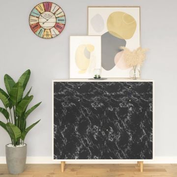 The Living Store zelfklevende meubelfolie - universeel - 500 x 90 cm - steenzwart