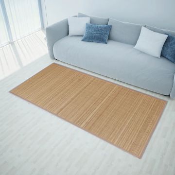 The Living Store Bamboe Mat - Moderne - Tapijt - 80 x 300 cm - PVC Anti-slip Onderkant - Bruin - Gemakkelijk Schoon te Maken