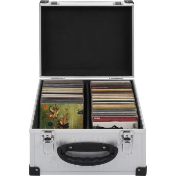 The Living Store CD-koffer - Hout met ABS en aluminium afwerking - 29.5 x 29.5 x 18.5 cm - Duurzaam en afsluitbaar