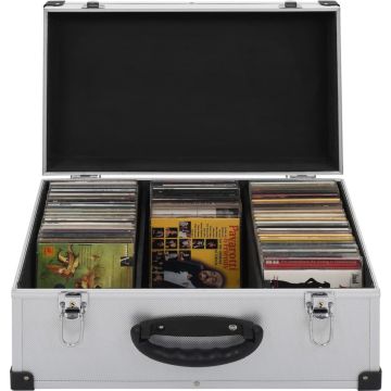 The Living Store CD-koffer - Aluminium afwerking - Hout - 43 x 29.5 x 18.5 cm