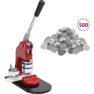 The Living Store Buttonmachine - 37 mm - Rood - Inclusief 500 sets buttononderdelen