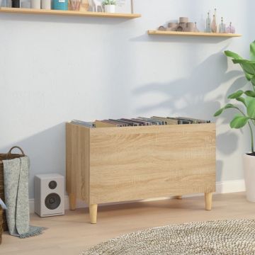 The Living Store Platenkast Sonoma Eiken 74.5 x 38 x 48 cm - Duurzaam hout - ruime opbergruimte