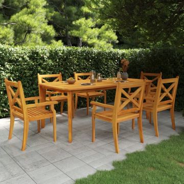 The Living Store Acacia Eethoek - 202.5 x 100.5 x 75 cm - Gelat Ontwerp - Massief hout - Incl - 6 stoelen