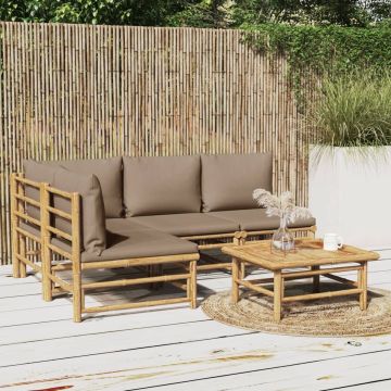 The Living Store Bamboe Tuinset - Modulair ontwerp - Duurzaam materiaal - Comfortabele zit - Praktische tafel
