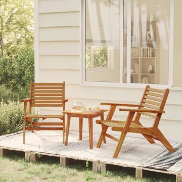 The Living Store Loungestoelen - Houten stoelen - 65x81x73 cm - Massief acaciahout - Olieafwerking