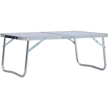 The Living Store Inklapbare campingtafel - Aluminium en MDF - 60x40x26 cm - Wit