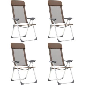 The Living Store Campingstoelen - Aluminium - 4 stuks - 57 x 73.5 x 111 cm - Bruin