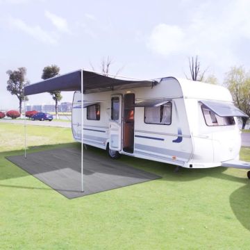 The Living Store Campingtapijt - Gaasstof met PVC-schuimcoating - 250x400 cm - Lichtgrijs
