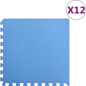 The Living Store Puzzelsportmat - Blauw - 60 x 60 x 1 cm - Anti-slip EVA-schuim