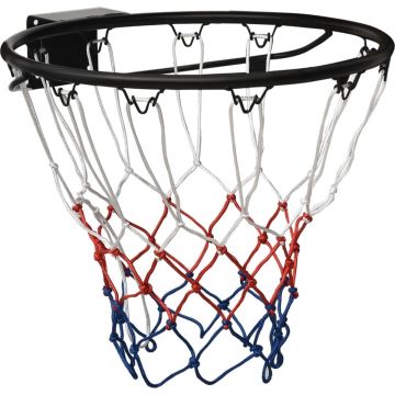 The Living Store Basketbalring Stalen - Wandmontage - Duurzaam - Stabiel - Geschikt voor binnen en buiten - 45 cm - Zwart/Wit/Rood/Blauw - Incl - Montagematerialen