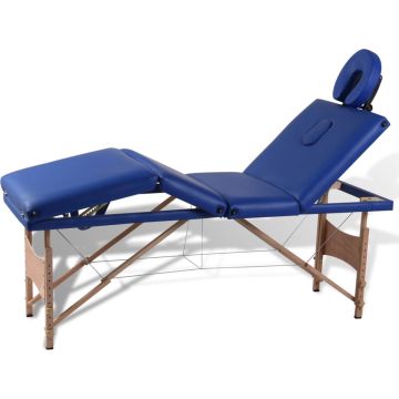 The Living Store Massagetafel - Opvouwbare koffer - Blauw - 186x68cm - Verstelbare hoogte - Dik gevoerd - 150kg draagvermogen