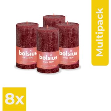 Bolsius - Rustieke Kaars - 4 Stuks - Rood - 13cm - Voordeelverpakking 6 stuks