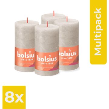 Bolsius - Rustieke Kaars - 4 Stuks - Licht Grijs - 13cm - Voordeelverpakking 6 stuks