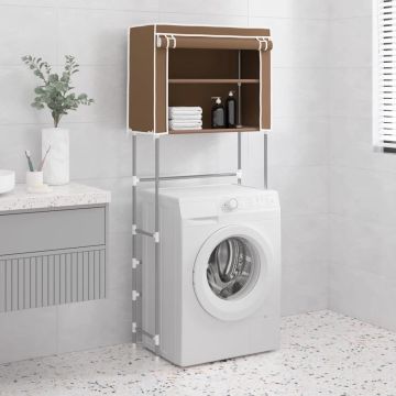 The Living Store Wasmachine Opbergrek - 71x29.5x170.5 cm - Sterke structuur - Ruimtebesparend - Flexibel gordijn - Opvallend ontwerp - Geweldige opberger - Montagehandleiding bijgeleverd - Bruin