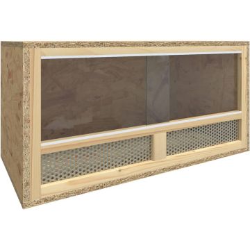 The Living Store Terrarium Reptielenverblijf - 60 x 30 x 30 cm - Bewerkt hout - glas en staal