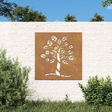 The Living Store Wanddecoratie tuin boomontwerp 55x55 cm cortenstaal - Tuinset