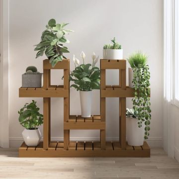 The Living Store Houten Plantenstandaard - Honingbruin - 104.5 x 25 x 77.5 cm - Massief grenenhout