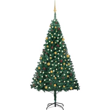 The Living Store Kerstboom Nordmann - Kunstbomen 240 cm - Groen met 300 LEDs