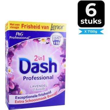 Dash 2in1 Waspoeder En Wasverzachter Lavendel en Kamille - 110 wasbeurten - Bloemig - Voordeelverpakking 6 stuks