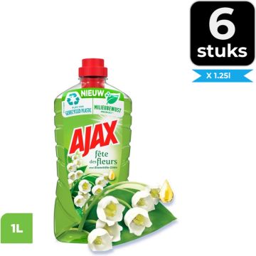 Ajax Allesreiniger Lentebloem 1.25 liter - Voordeelverpakking 6 stuks