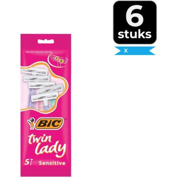 BIC Twin Lady - 5 stuks - Wegwerpscheermesjes - Voordeelverpakking 6 stuks