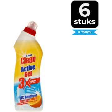 At Home Clean Active Gel Lemon Toilet Reiniger - 750 ml - Voordeelverpakking 6 stuks