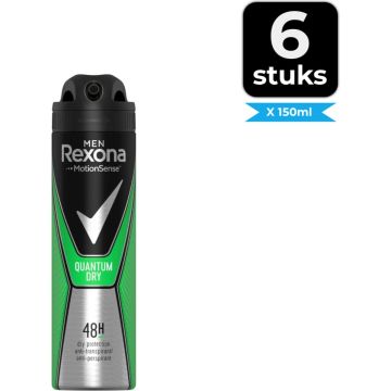 Rexona Deospray Men – Quantum Dry 150 ml - Voordeelverpakking 6 stuks