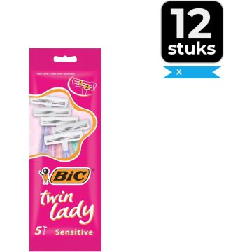 BIC Twin Lady - 5 stuks - Wegwerpscheermesjes - Voordeelverpakking 12 stuks